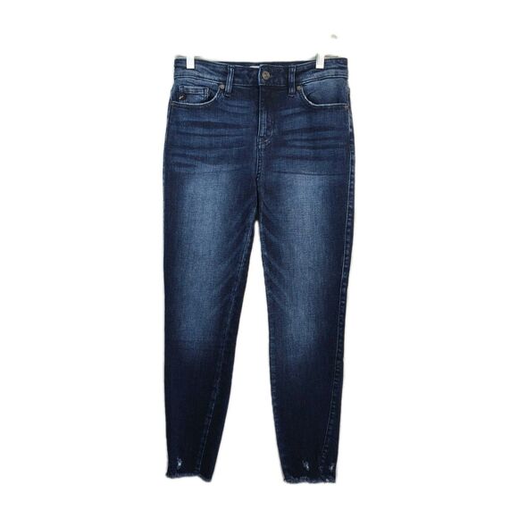 Kancan women's skinny jeans, Size 7, 27 in inseam, cropped w/ raw hem, blue - Picture 1 of 11